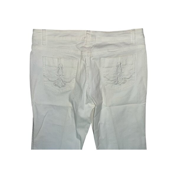 Nicole Miller Ivory White Cotton Blend Straight Leg Jeans Size 10 Womens - Picture 8 of 10
